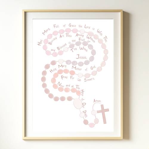 Pink Hail Mary Rosary Print in 8x10 and 11x14