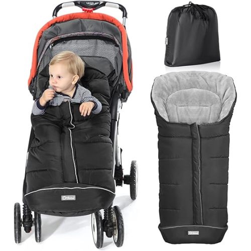 Orzbow Warm Bunting Bag Universal,Stroller Sleeping Bag Cold Weather,Waterproof Toddler Footmuff (Black, Large)
