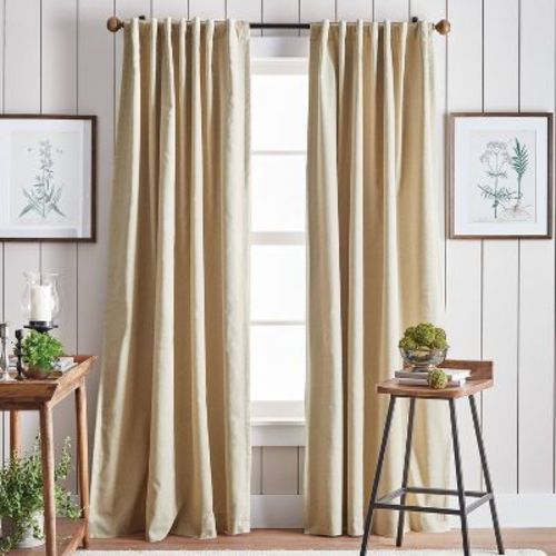 Martha Stewart 2pk Lido Linen 84" Back Tab Lined Blackout Curtain Panel