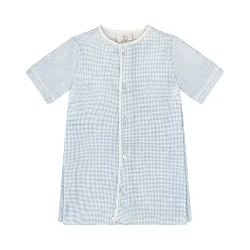 Welcome Little One Daygown: Blue Mini Gingham Knit