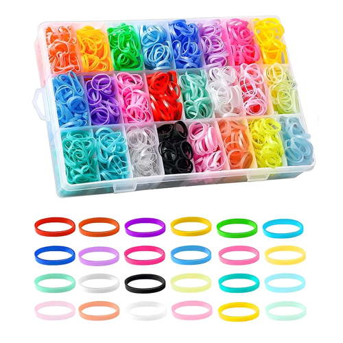 2000 Pcs Baby Hair Ties,Mini Elastic Hair Ties Accessories Colorful Small Rubber Bands with Organizer Box, 24 Colors