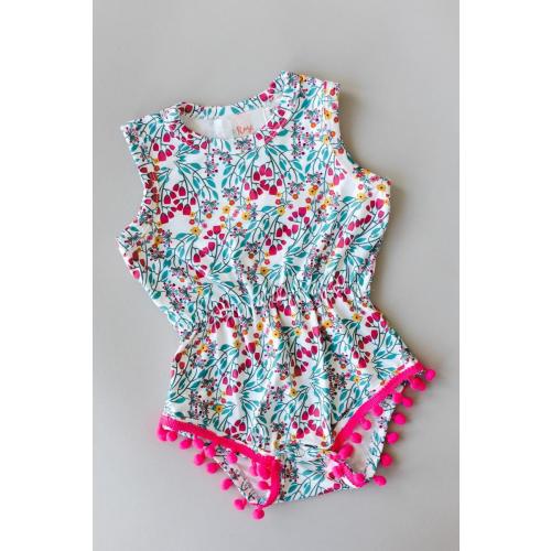 Cabana Floral Pom Pom Romper | Mila & Rose