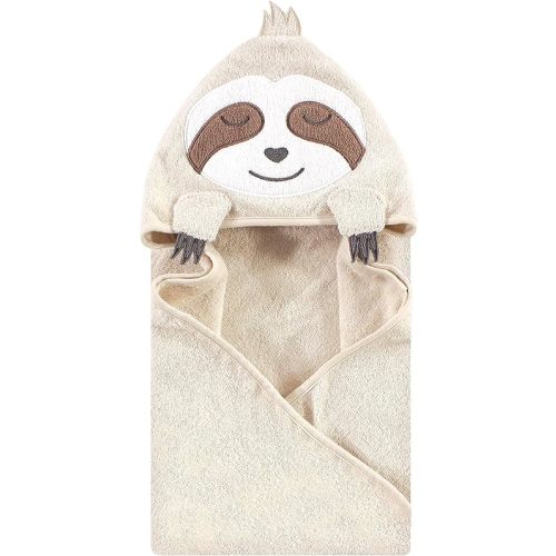 Hudson Baby Unisex Baby Cotton Animal Face Hooded Towel, Sloth, One Size