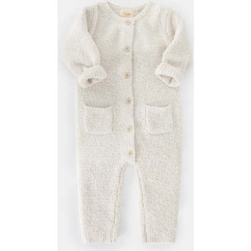 Sherpa Long Sleeve Buttoned Romper, Ecru - 7AM Enfant, 0-3 M | Maisonette