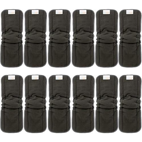 ALVABABY Reusable 5 Layers 12 Pack Inserts with Gussets for Baby Cloth Diaper and Cloth Diapers Covers 12FLN