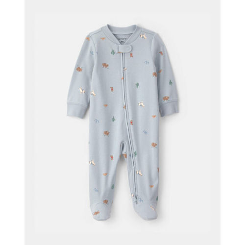 Baby Western 100% Cotton 2-Way Zip Sleep & Play Pajamas - Blue | Carter's