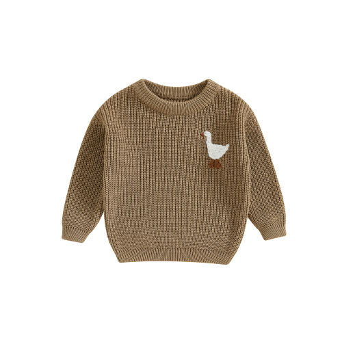 Tsseiatte Baby Boy Girl Knit Sweater Goose Embroidery Crew Neck Long Sleeve Pullover Tops Fall Winter Clothes