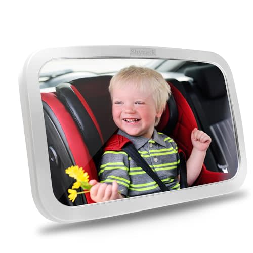 Shynerk Baby Car Mirror, Safety Car Seat Mirror for Rear Facing Infant with Wide Crystal Clear View, Shatterproof, Fully Assembled, Crash Tested and Certified
