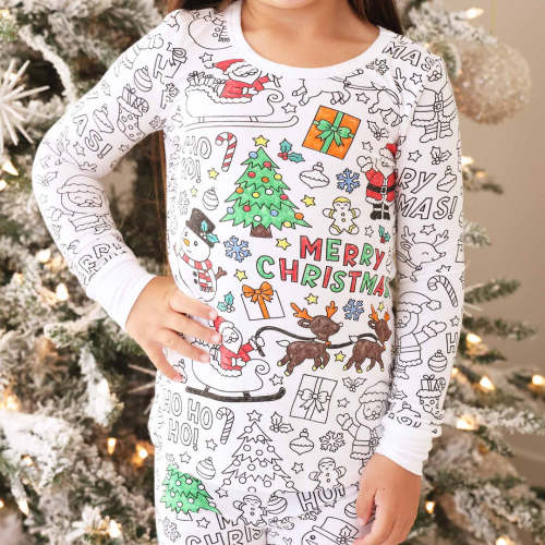 Colorable Two Piece Pajama Set | Christmas Morning