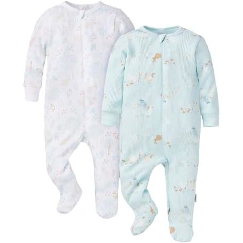 Gerber Unisex Baby 2-pack 2-way Zip Thermal Footed Sleep 'N Play