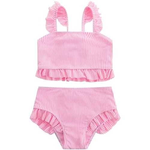 LIZENS Girl’s Swimsuits Two Piece Bikini Set Adjustable Ruffle Trim Kids Bathing Suit for Girls