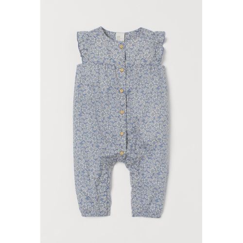 Cotton Romper, Dusky blue/floral