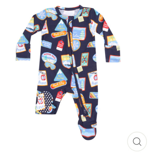 2 Way Zipper Footie - Vintage Ski Patches – Angel Dear