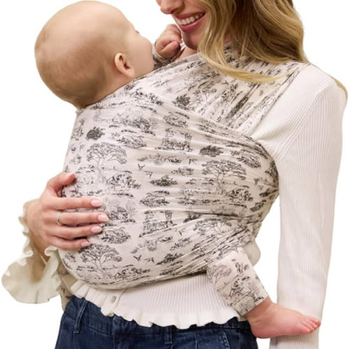 Solly Baby Wrap, Buttery-Soft Baby Carrier Newborn to Toddler 8-25 Lbs., Lightweight & Hands-Free Infant Wrap, Breathable Carrier, Baby Wearing & Postpartum Essential, New Mom Gift, Charcoal Toile