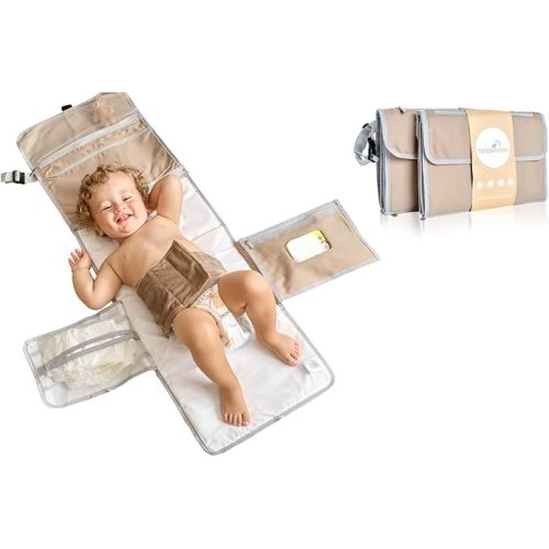 Portable Waterproof Changing Mat XL - This changing mat is a removable bag consisting of 6 pockets with a wipes dispenser and a comfortable pillow for baby's head. : Amazon.com.be: Baby Products