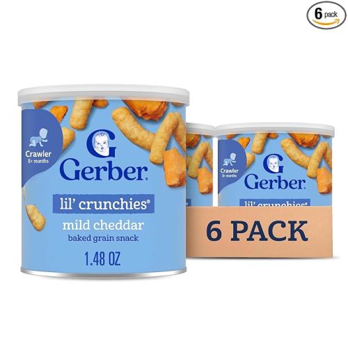 Gerber Snacks for Baby Lil Crunchies, Mild Cheddar, 1.48 Ounce (Pack of 6)