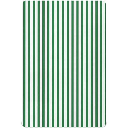 Green White Stripes Crib Sheets for Boys Girls Soft Breathable Mini Crib Sheets for Baby 52" x 28"