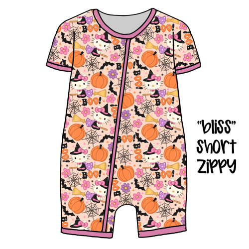 SPOOKY KITTY- ZIPPYS - BAMBOO - PRE ORDER -(LONG & SHORT SLEEVE)