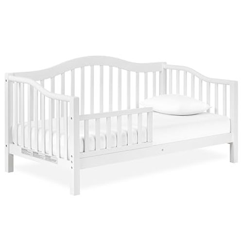 Dream On Me Austin Toddler Day Bed with Rails in White, Low to Floor Toddler Day Bed, Greenguard Gold & Baby Safety Alliance Certified, Non-Toxic Finishes, Side Safety Guard Rail