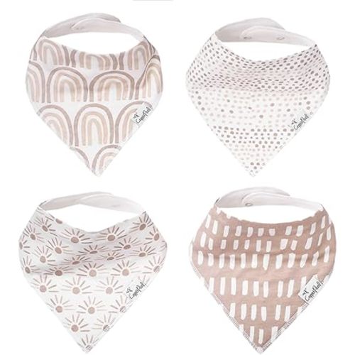 Copper Pearl Baby Bandana Bibs - 4 Pack Soft Cotton Baby Bibs for Drooling and Teething, Absorbent Drool Bibs for Baby Girl and Boy, Adjustable to Fit Newborns to Toddlers, Tons of Styles (Bliss)