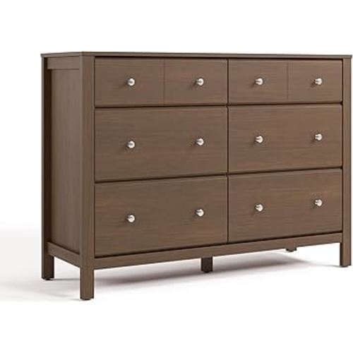 Storkcraft Horizon 6 Drawer Dresser (Hazelnut) – GREENGUARD Gold Certified Dresser for Nursery & Kids’ Room, Modern Storage with Interlocking Drawer System