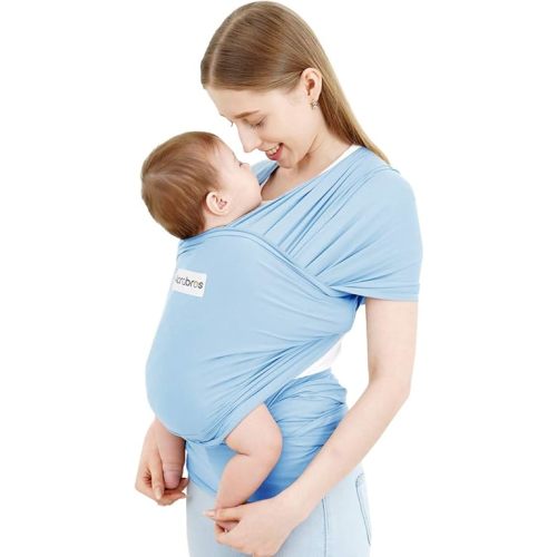 Acrabros Baby Wrap Carrier,Hands Free Baby Carrier Sling,Lightweight,Breathable,Softness,Perfect for Newborn Infants and Babies Shower Gift,Baby Blue