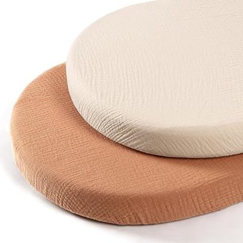 lulumoon Baby Muslin Bassinet Sheets: Cotton Bassinet Sheets Neutral for Boys and Girls - Bassinet Sheets Fitted for Oval Rectangle or Hourglass