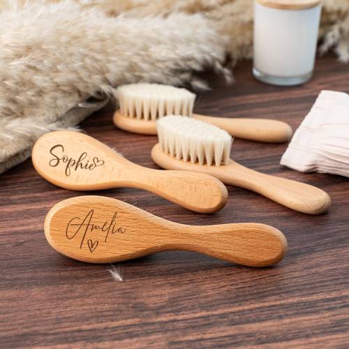 Personalised Wooden Baby Hairbrush,Custom Engraved Name Brush Keepsake Gift,Baby Shower,New Mom Gift,Baby Girl Gift,Baby Boy Gift,Xmas Gift