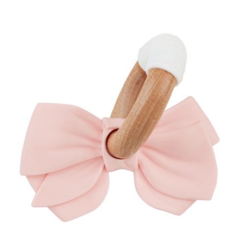 Pink Bow Silicone Ring Teether