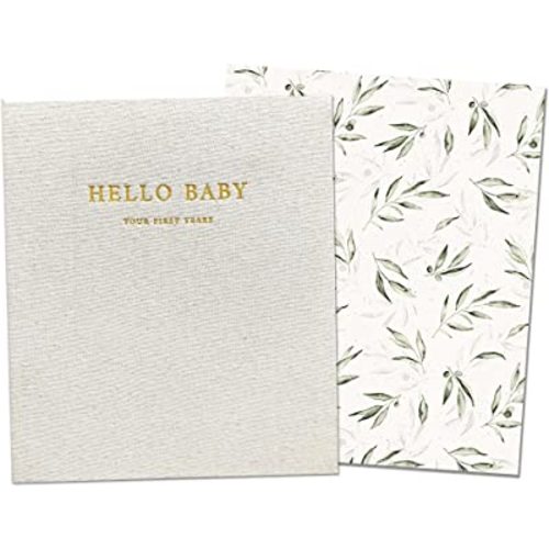 Peachly Unisex Baby Memory Book | Minimalist Baby First Year Keepsake for Milestones | Baby Books First Year Memory Book | Simple Baby Scrapbook for Boy Girl Milestones | Natural Linen - Olive