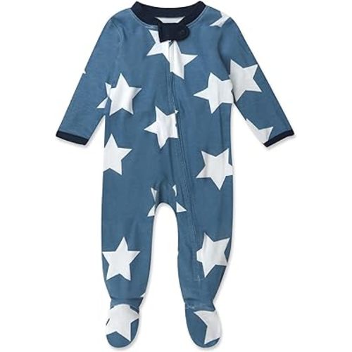 HonestBaby Sleep and Play Footed Pajamas One-Piece Sleeper Jumpsuit Zip-front PJs Organic Cotton for Baby Boys, Unisex
