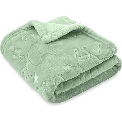 BORITAR Baby Blanket Elephant Animal for Boys Girls Ultra Soft Fleece Warm and Lightweight Blankets for Infant Toddler Newborn, 30x40 Inch, Green