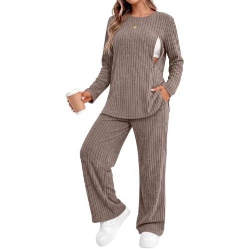 2 Piece Ribbed Maternity Nursing Set Postpartum