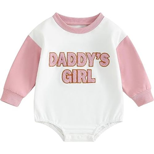 Newborn Baby Girl Clothes Daddys Girl Clothes Sweatshirt Embroidery Romper Long Sleeve Onesie Cute Baby Girl Romper