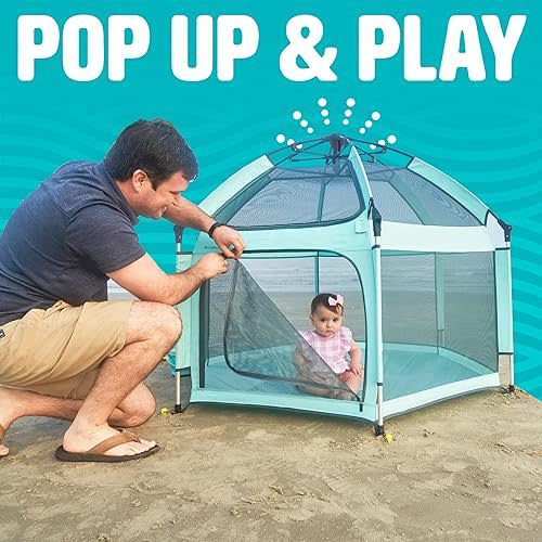 POP 'N GO Premium Outdoor Baby Playpen with Self-Inflating Playmat (Sweet Mint)