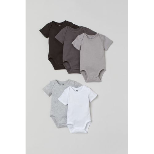 5-pack Bodysuits, Black/gray/white