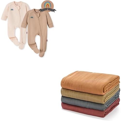 Momcozy Baby Pajamas + Muslin Swaddle Blankets