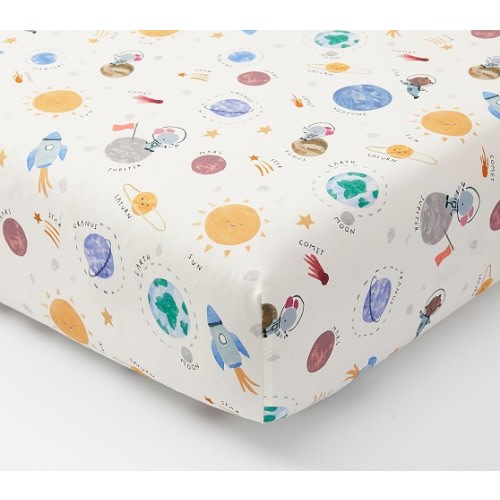 Space Organic Crib Fitted Sheet | Pottery Barn Kids