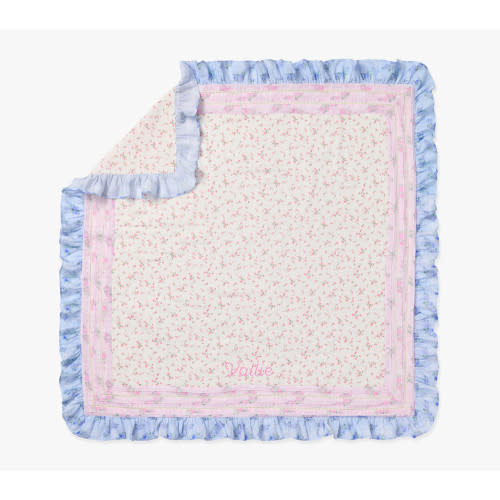 LoveShackFancy Ruffled Oversized Organic Personalized Muslin Baby Blanket