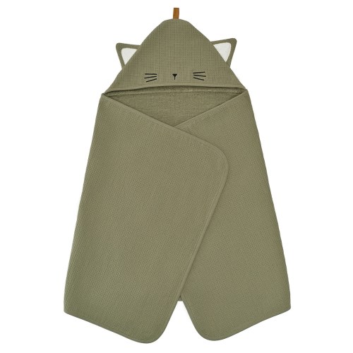 GULDVÄVARE Baby towel with hood - green 60x125 cm