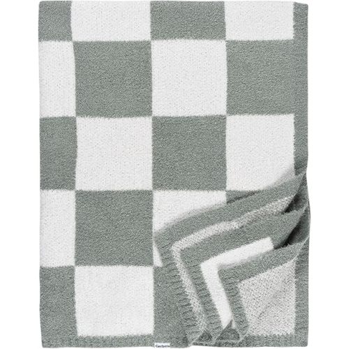 Gerber Unisex Baby Cozy Soft Silky Mink Checkerboard Grid Blanket, Green Check, One Size