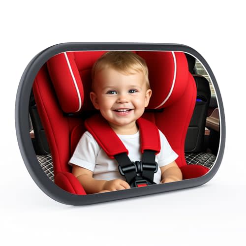 Baby Car Mirror for Backseat - Rear Facing Car Seat Mirror Safety for Infant Newborn - Easily Observe the Baby Move,Clear Wide View,360°Rotation, Secure, Shatterproof - Black