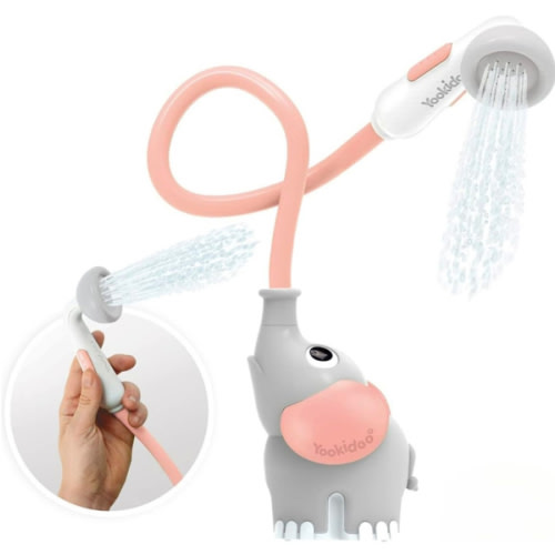 Yookidoo Baby Bath Shower Head - Elephant Bath Toy and Trunk Spout Rinser - for Newborn Babies in Tub Or Sink (Pink)