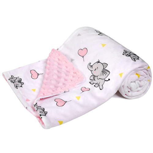 "Cozy Reversible Nursery Baby Blankets, Soft Minky Fleece for Girls, Raised Dots, Double Layer 30""x40"