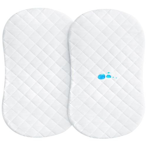 Bassinet Mattress Pad Cover 30" x 18" Fit for Halo BassiNest Swivel/Flex/Glide/Premiere & Luxe Series Sleeper, Waterproof Bassinet Mattress Protector Quilted Bassinet Sheets 2 Pack