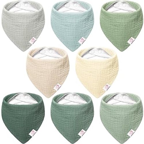 Bearmoss Muslin Baby Bibs 100% Cotton Baby Bandana Drool Bibs for Unisex Baby Girls Boys Drooling and Teething