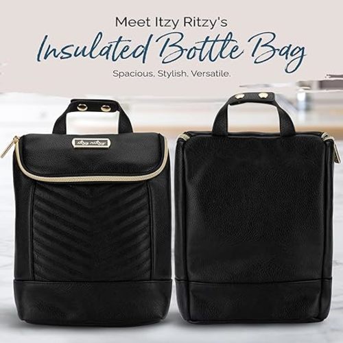 Itzy Ritzy Insulated Bottle Bag – Keeps Bottles Warm or Cool - Holds 3 Bottles and Features Interior Pocket For Ice Pack (Not Included), Jetsetter