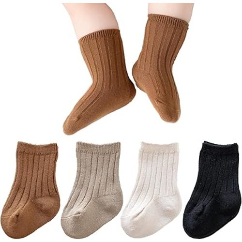 Yeshore Baby Crew Socks,Soft Cotton Ribbed Knit Socks for Infants Toddlers,Breathable Everyday Comfort Socks for Boys Girls