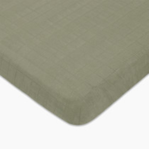 babyletto Mini Crib Sheet in GOTS Certified Organic Muslin Cotton - Matcha