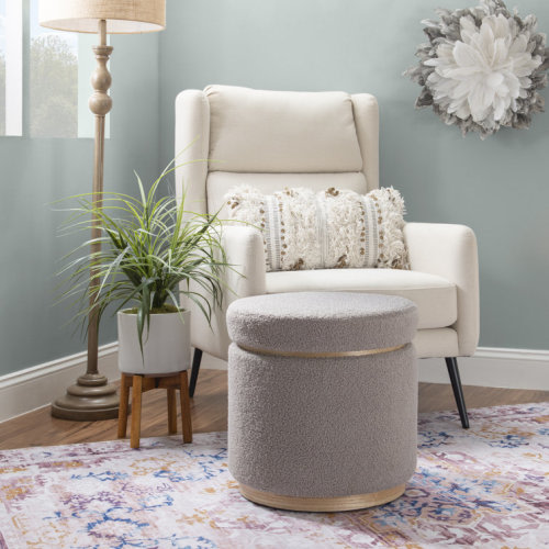 Thurleigh Round Sherpa Ottoman with Storage